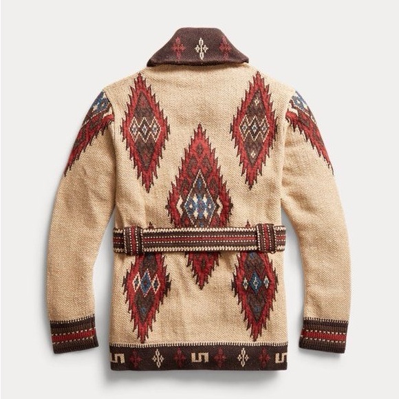 RRL Ralph Lauren Jacquard Knit Ranch Belted Cardigan M Navajo NWOT HTF! - Picture 2 of 16